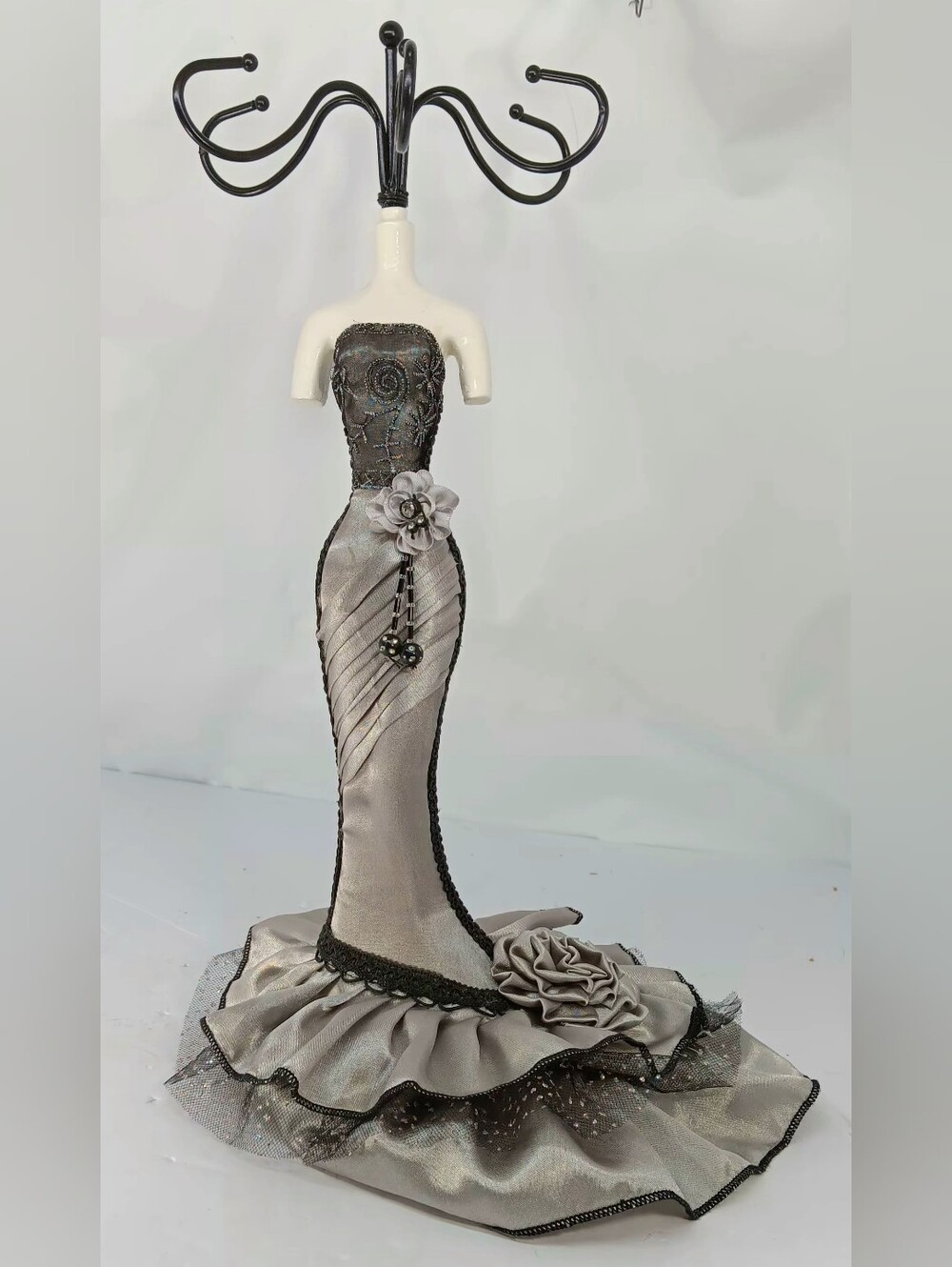Elegant Satin Dress Jewelry Stand - Mannequin